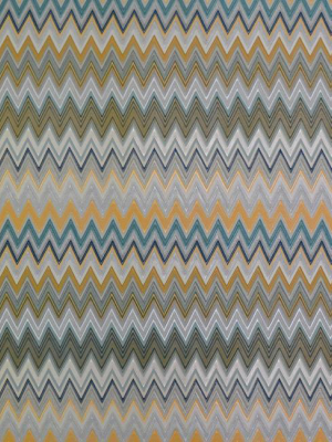 Zig Zag Multicolore Wallpaper In Silver, Peacock, And Saffron By Missoni Home For York Wallcoverings