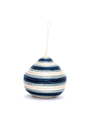 Handwoven Baskets By Blu Soft Blue + Navy Bulb Ornament