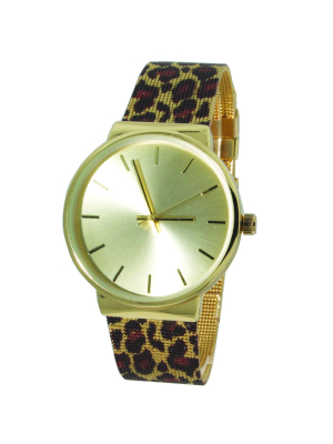 Olivia Pratt Leopard Print Strap Mesh Watch