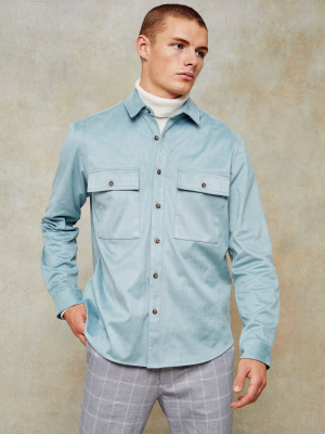 Gray Faux Suede Slim Shirt