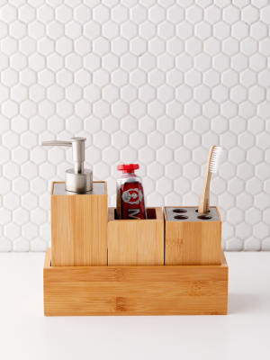 Bamboo Bathroom Organizer Set