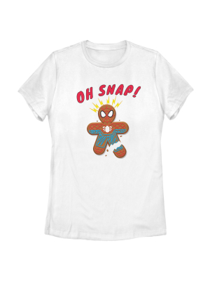 Women's Marvel Christmas Spider-man Snap Gingerbread Cookie T-shirt