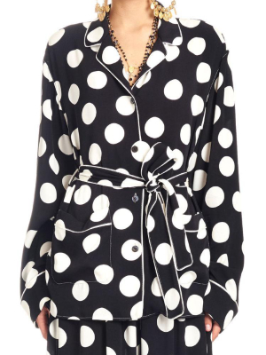 Dolce & Gabbana Polka Dots Belted Shirt