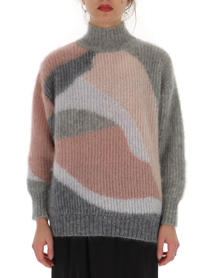 Alberta Ferretti Colour Block High-neck Sweater