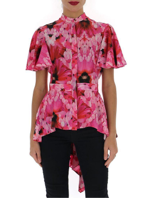 Alexander Mcqueen Floral Printed Peplum Blouse