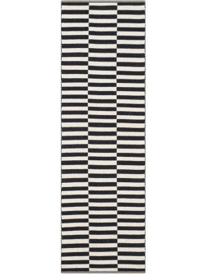 Montauk Checker Ivory/black Runner Rug