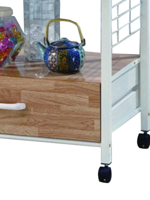 Commodious Kitchen Shelf On Casters White - Benzara