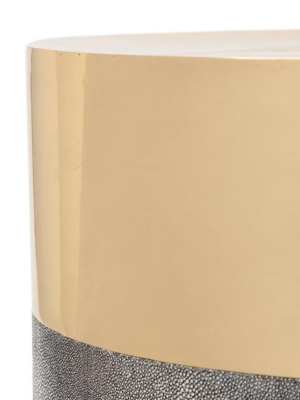 Maxine Stool Brass And Cool Gray Faux Shagreen