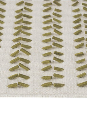 Palmdale Collection Hand Woven Wool And Felt Area Rug In White And Green