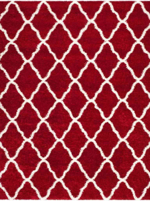 Hudson Shag Quatrefoil Red/ivory Area Rug