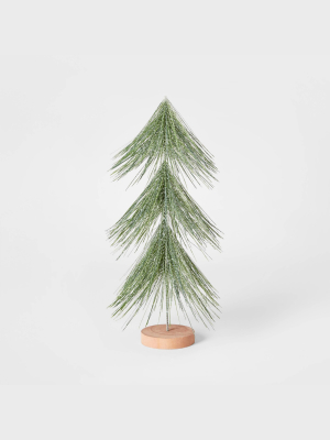 15in Unlit Tinsel Christmas Tree Decorative Figurine Green - Wondershop™
