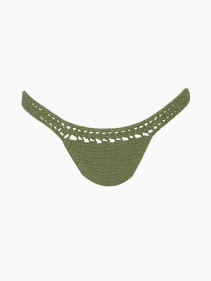 Crochet Thin Strap Skimpy Bikini Bottom - Olive Green