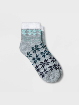 Women's Snowflake Double Lined Cozy Ankle Socks - A New Day™ Heather Gray 4-10
