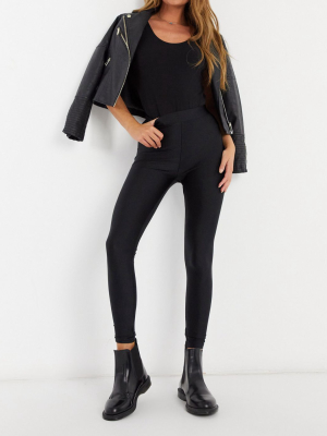 Pull&bear Shiny Legging In Black