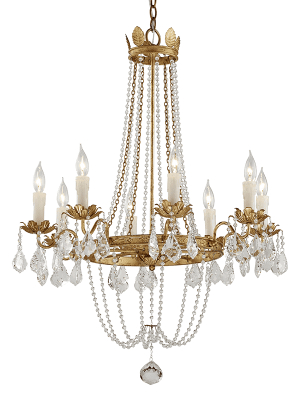 Viola 8lt Chandelier Medium Distressed Gold Leaf