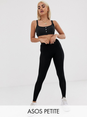 Asos Design Petite High Waisted Leggings In Black