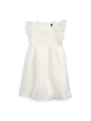 Smocked Silk Organza Dress