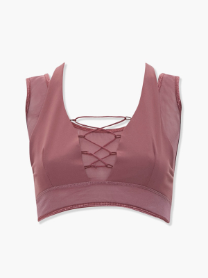 Active Lace-up Overlay Sports Bra