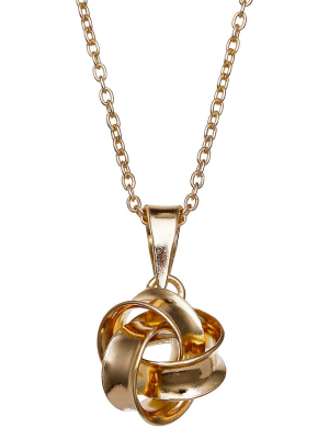 Polished Loveknot Pendant In Gold Over Sterling Silver - Gold (18") - Treasure Lockets