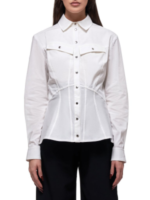 Bias Cut Panelled Shirt (2032-100-9150-off-white)