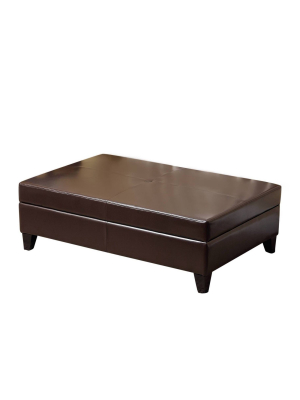 Dylan Bonded Leather Flip-top Storage Ottoman Brown - Abbyson Living