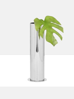 Tower Stainless Steel Pipe Pedestal Vase - Silver