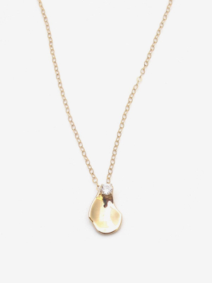 Petal Pendant 14k Gold Plated With Diamond