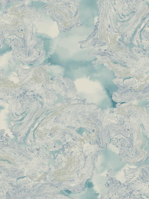 Satellite Wallpaper In Blue, Cream, And Silver From The Transition Collection By Mayflower