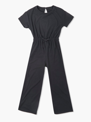 Girls Ribbed Self-tie Jumpsuit (kids)