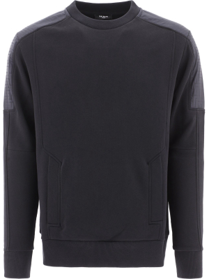 Balmain Monogram Paneled Crewneck Sweatshirt