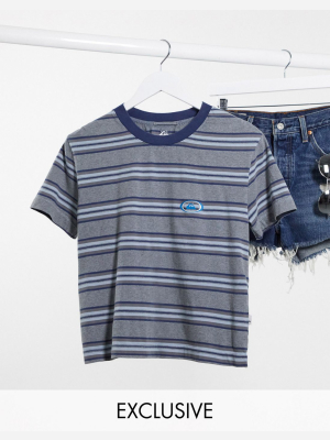 Quiksilver Acid Striped T-shirt In Blue Exclusive At Asos