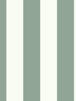 Awning Stripe Wallpaper In Green-grey From The Magnolia Home Collection By Joanna Gaines