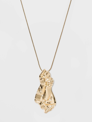 Hammered Metal Pendant Necklace - A New Day™ Gold