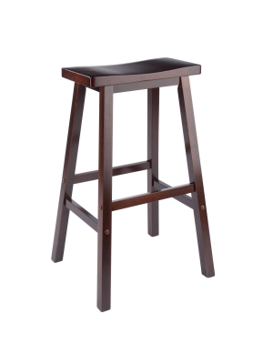 29" Satori Saddle Seat Barstool - Antique Walnut - Winsome