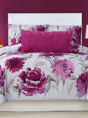 Christian Siriano Remy Floral Comforter Set Magenta/white