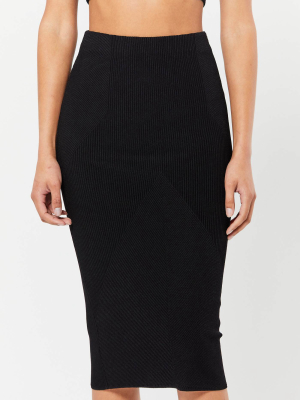 Black Telde Knit Ribbed Skirt