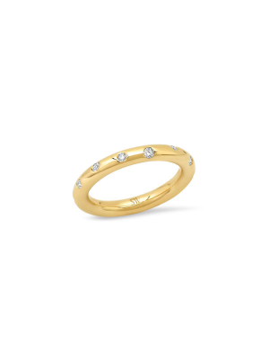 14k Yellow Gold Diamond Donut Gypsy Ring