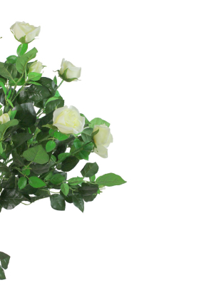 Northlight 49.5" Floral Rose Garden Artificial Potted Tree - White/green