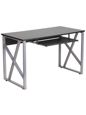 Cleo Black Office Desk With Pull-out Tray