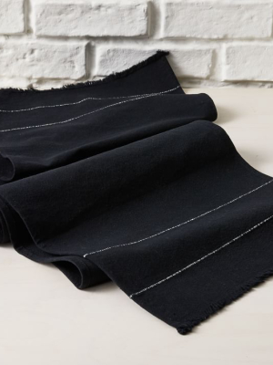 Minimalist Stripe Table Linens - Black Stone