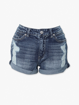 Distressed Cuffed Denim Shorts