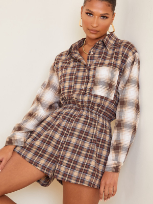 Stone Check Shirt Romper