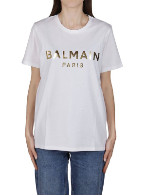 Balmain Logo Print Crewneck T-shirt