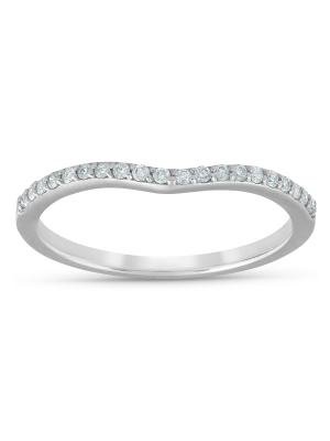 Pompeii3 1/8cttw Diamond Curved Wedding Engagement Guard Enhancer Band 14k White Gold