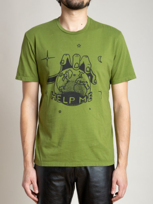 "help" Vintage Inspired Printed T-shirt - Golden Green