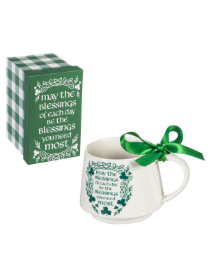 Cypress Home Ceramic Cup, 12 Oz., W/ Ribbon And Box, Celtic Memories