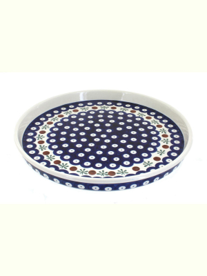 Blue Rose Polish Pottery Nature Torte Plate