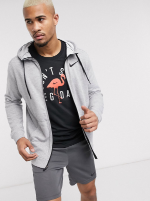 Nike Training Zip-thru Hoodie In Gray