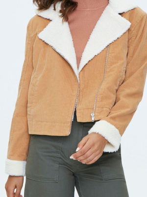 Faux Shearling-trim Corduroy Jacket