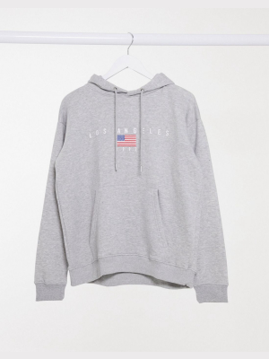 Daisy Street Oversized Hoodie With Los Angeles Print